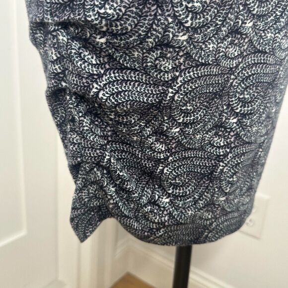 maje Blue & White Ruched Stretch Knit Dress - Size 3 (US M/L) - Paisley Swirl - Picture 10 of 11